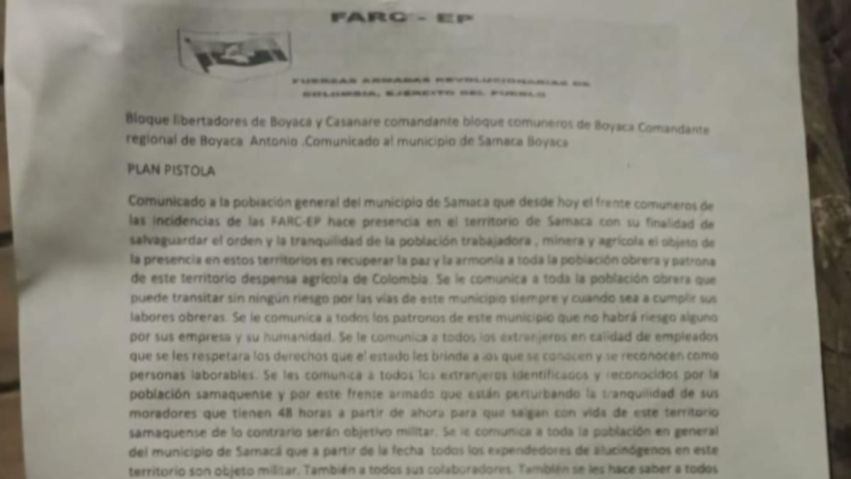 ¿Qué dicen las autoridades ante el panfleto que circula en Samacá?