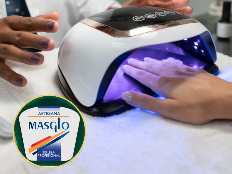 Máquina para el secado de manos y al lado el logo de Masglo (Foto vía Getty Images y COLPRENSA)