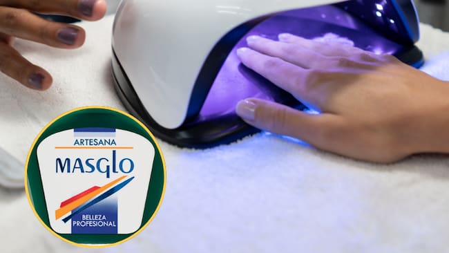 Máquina para el secado de manos y al lado el logo de Masglo (Foto vía Getty Images y COLPRENSA)