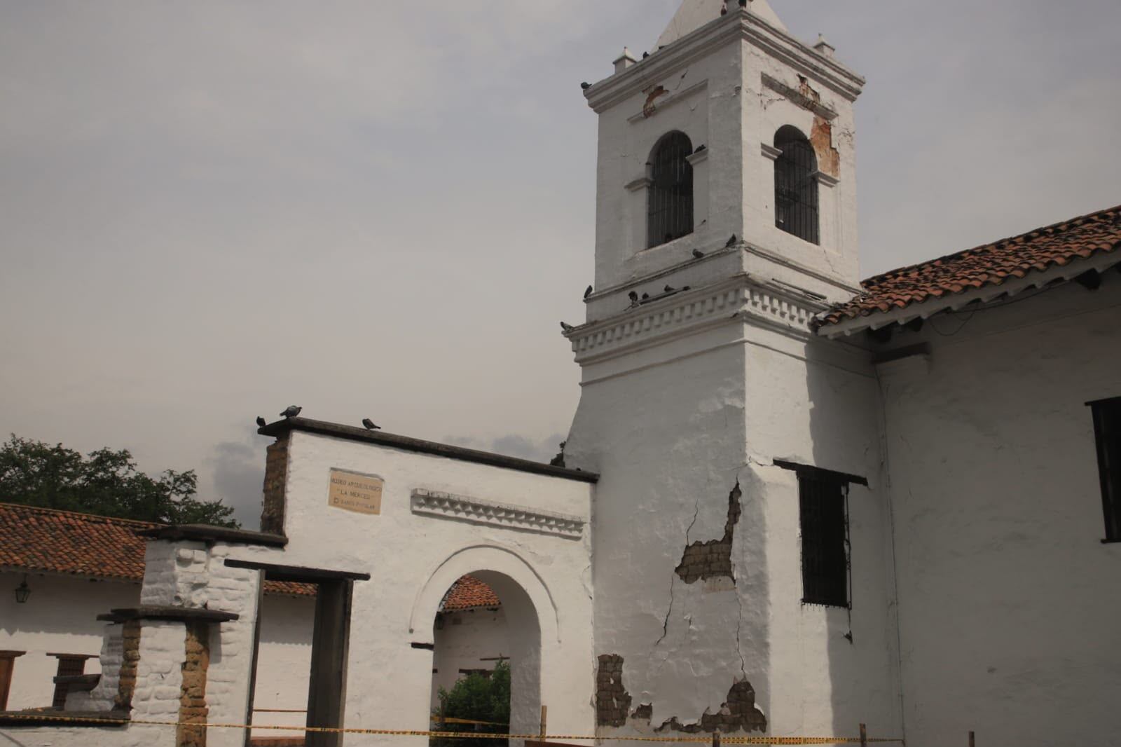 Iglesia La Merced afectada por el terremoto del 10 de agosto del 2026. Foto: Alcaldía de Cali