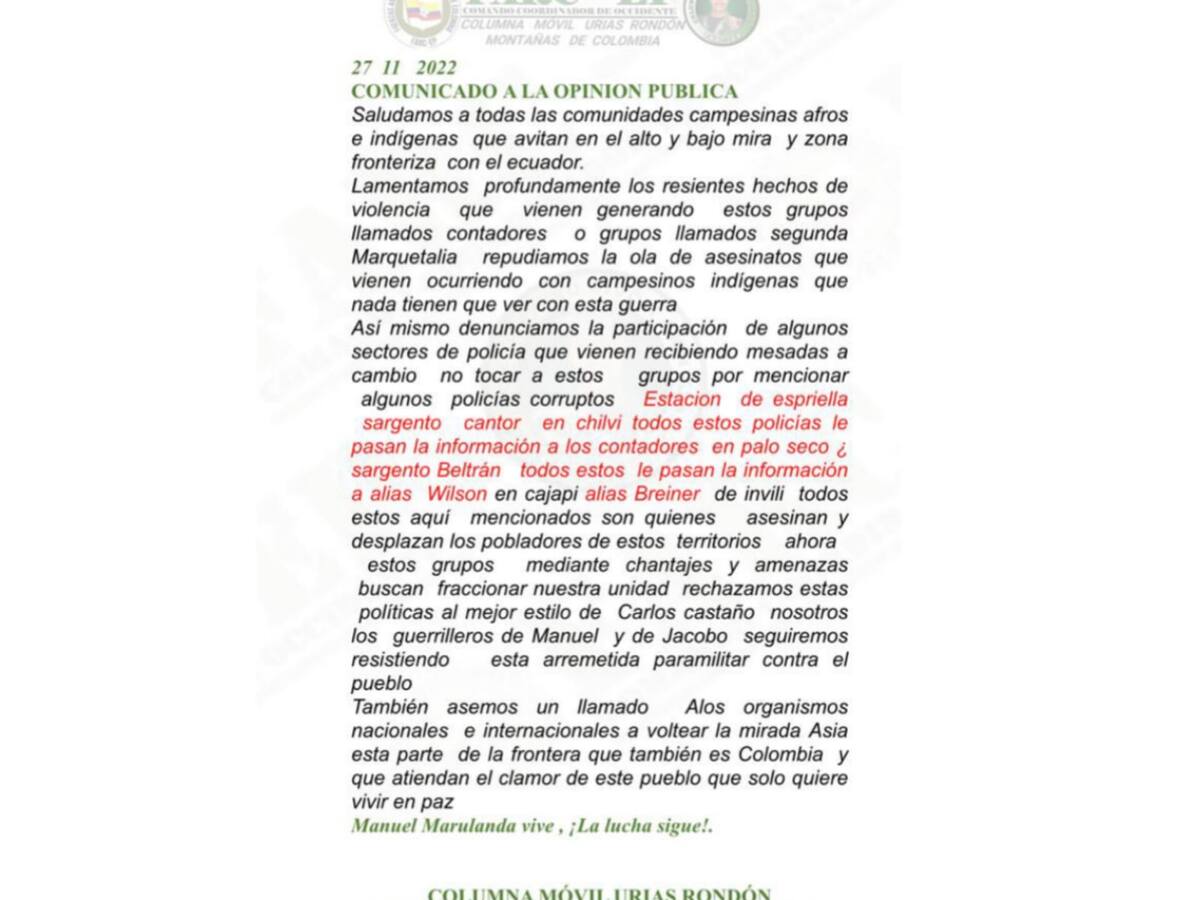 Zozobra por nuevo panfleto que circula en Mocoa, Putumayo