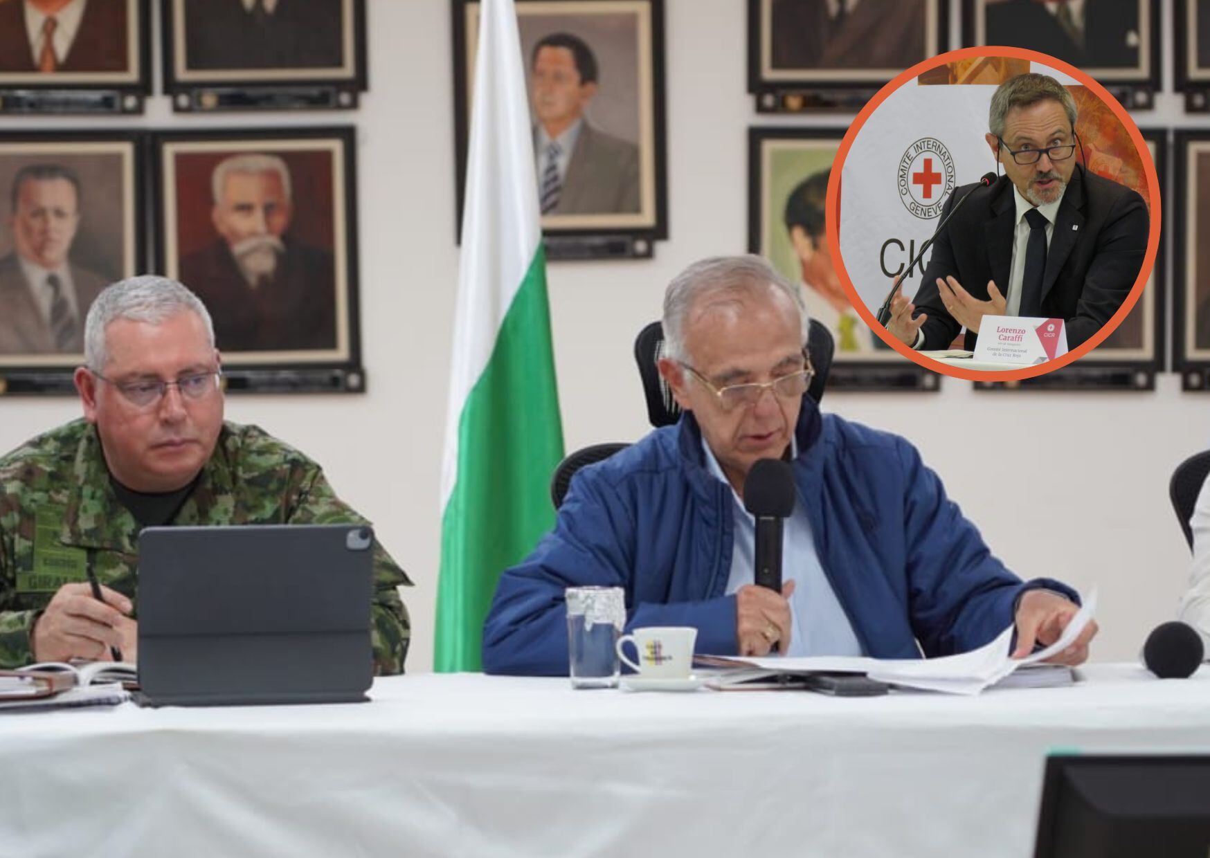 Iván Velásquez y el general Helder Giraldo en consejo de seguridad. Cortesía: Ministerio de Defensa.