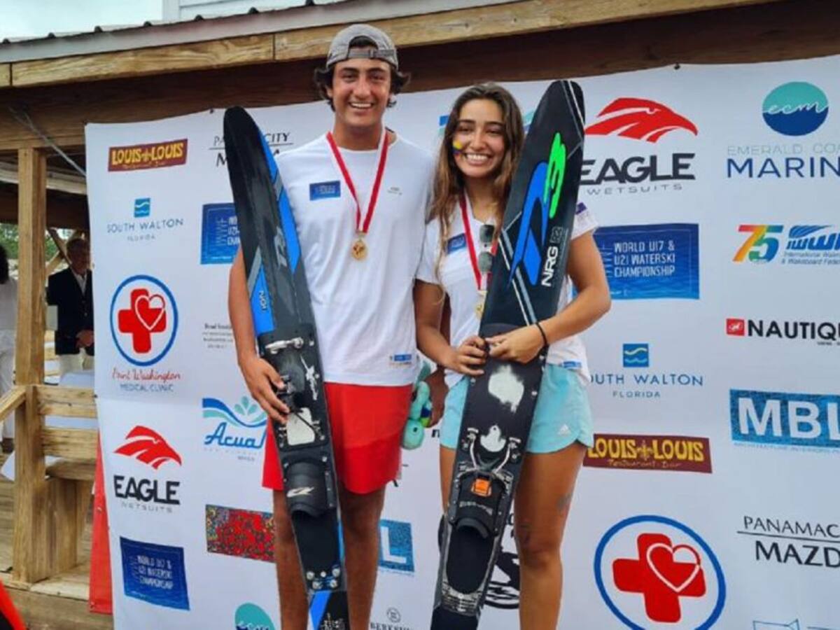 Mellizos colombianos ganan mundial de esquí acuático 2021