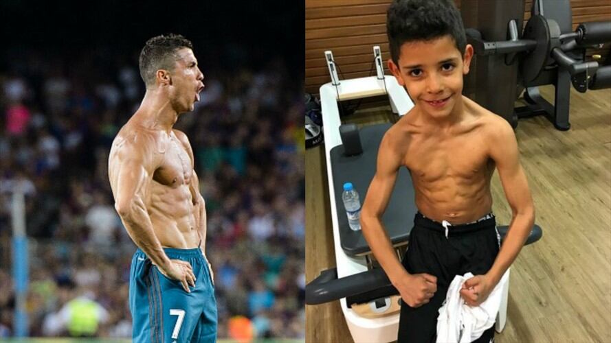 Cristiano Ronaldo y Cristiano Jr.. Foto: Getty e Instagram @cristiano