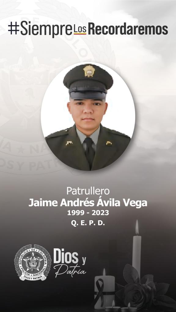 La Alcaldía de Soacha junto con la Policía Nacional ofrecieron una recompensa de hasta 50 millones de pesos por información que permita dar con el responsable del asesinato del patrullero Jaime Andrés Ávila, de 23 años
