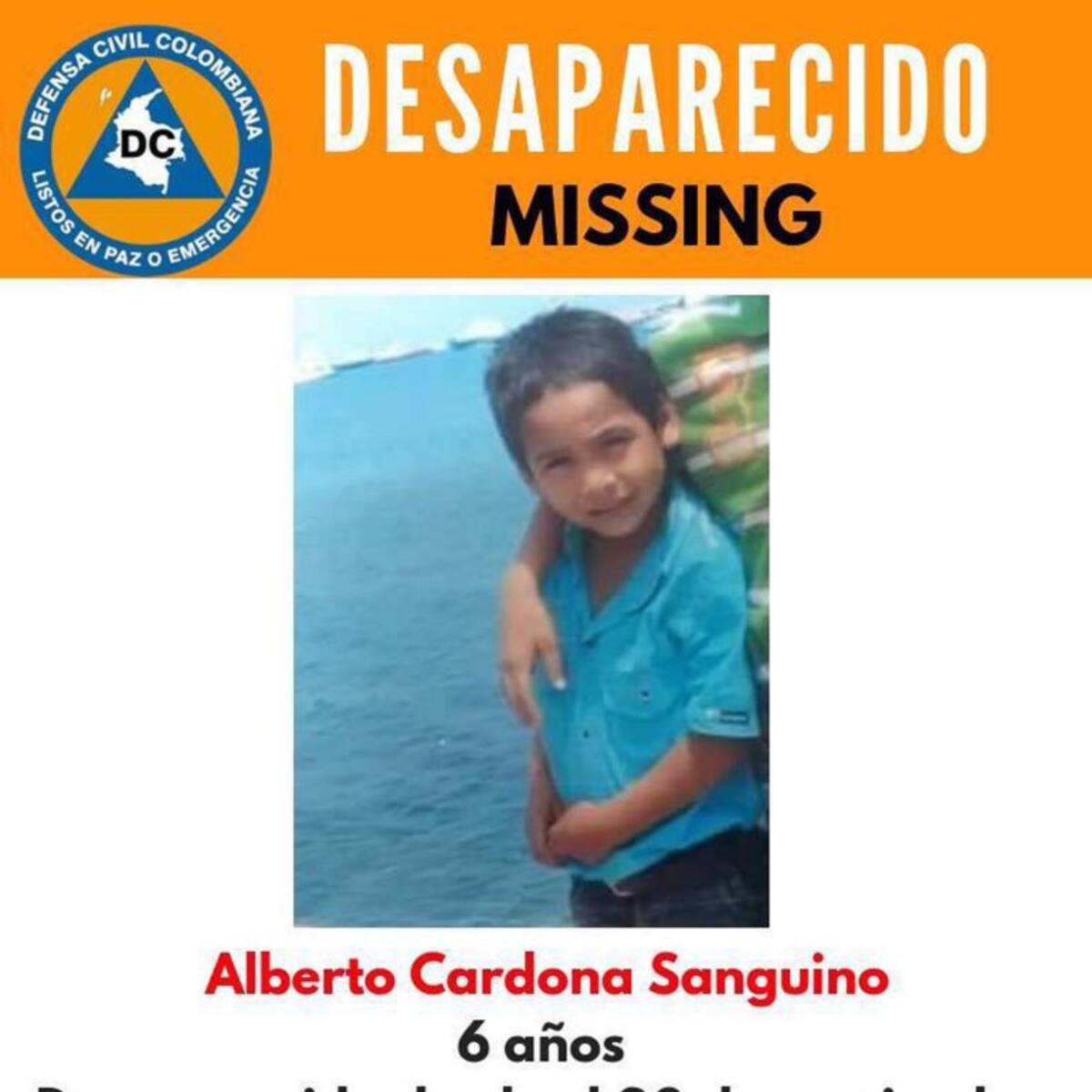 Santa Marta pide que aparezca Alberto, otro niño posiblemente secuestrado