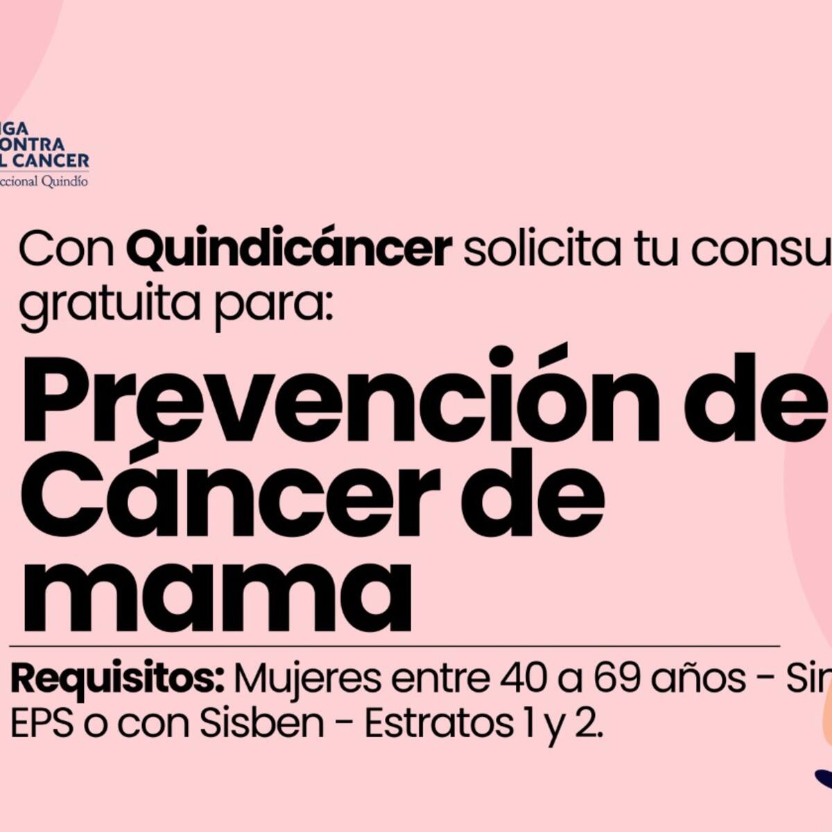 Quindicáncer y las 130 consultas gratis para mujeres estrato 1y2, con Sisbén o sin EPS en Armenia