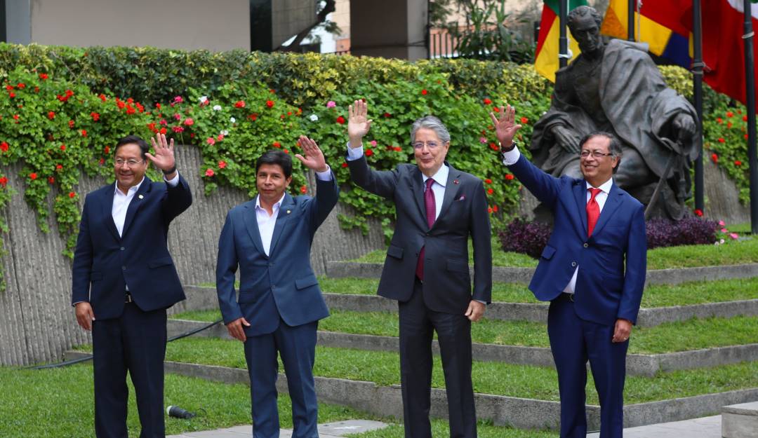 El presidente Gustavo Petro durante la reunión de la Comunidad Andina.        Foto: Getty 