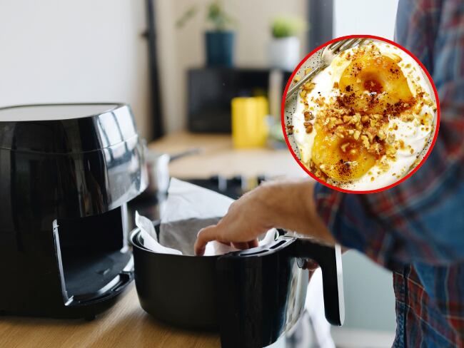 Freidora de aire, postre de pera y nueces, imágenes de referencia (Getty Images).