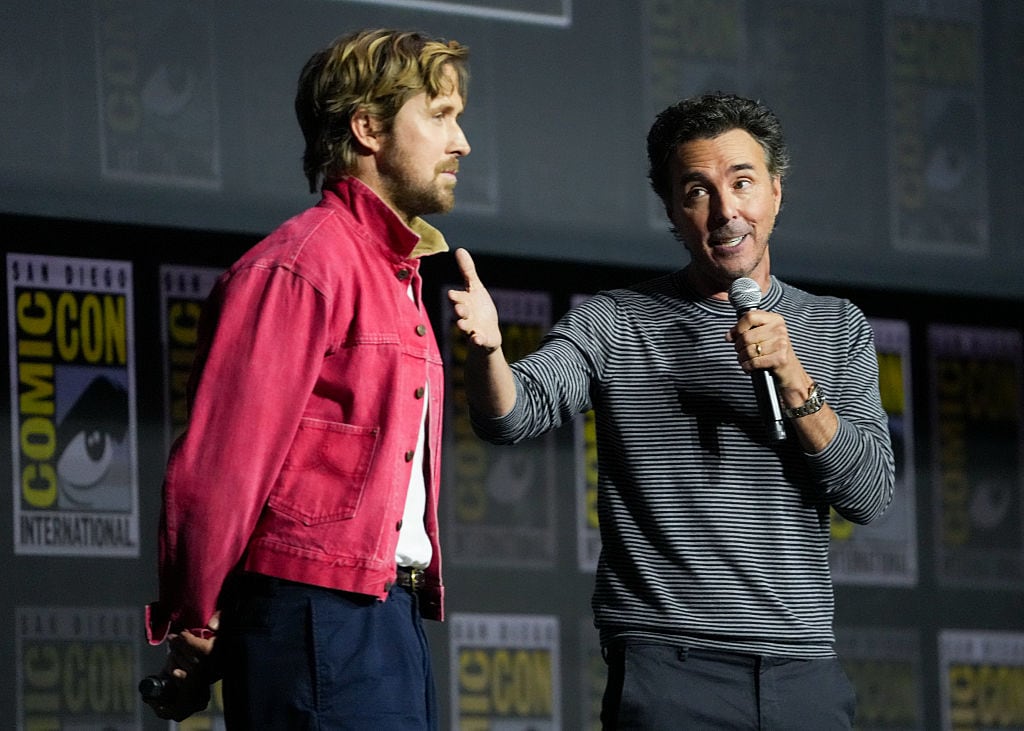 Ryan Gosling y Shawn Levy en el panel de Marvel Studios.