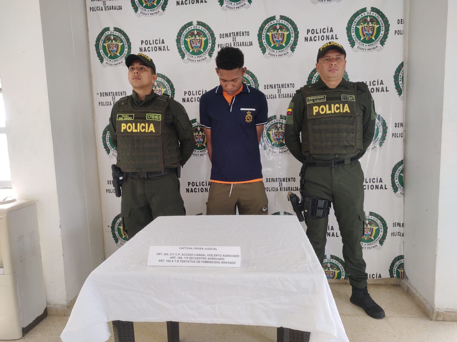 Acusado de los delitos de acceso carnal violento con menor agravado, secuestro agravado y tentativa de feminicidio agravada - Policía de Risaralda.