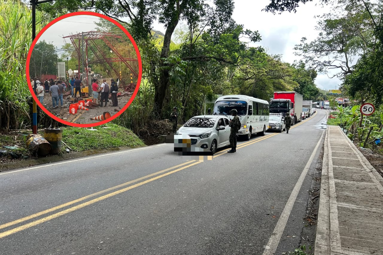 Vía Panamericana en el municipio de La Sierra, Cauca. crédito: Ejército Nacional.