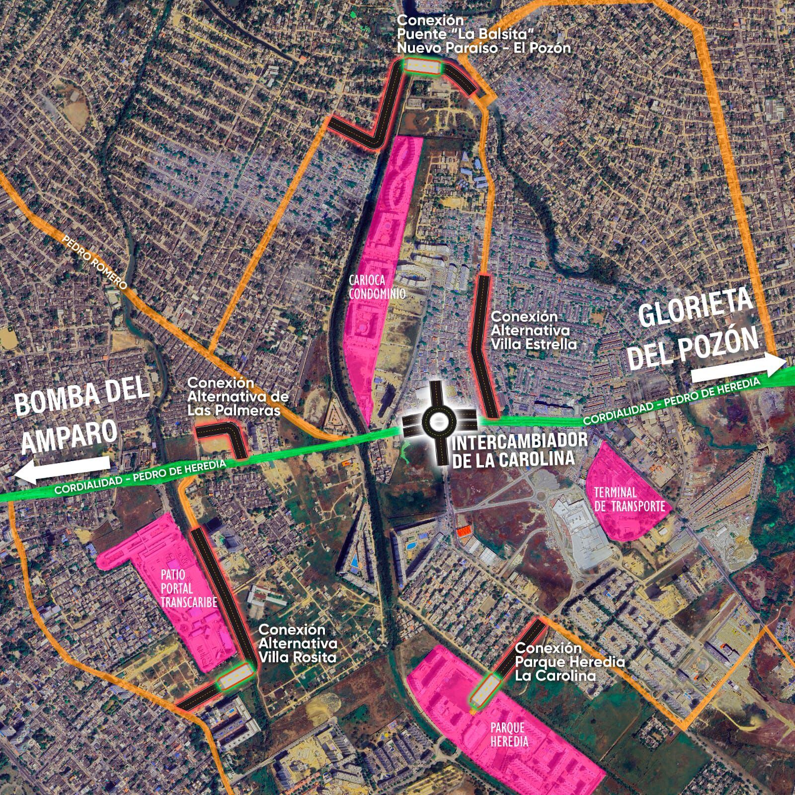 La construcción de cinco vías alternas darán paso al Intercambiador de La Carolina