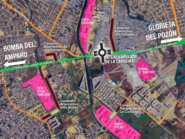 La construcción de cinco vías alternas darán paso al Intercambiador de La Carolina