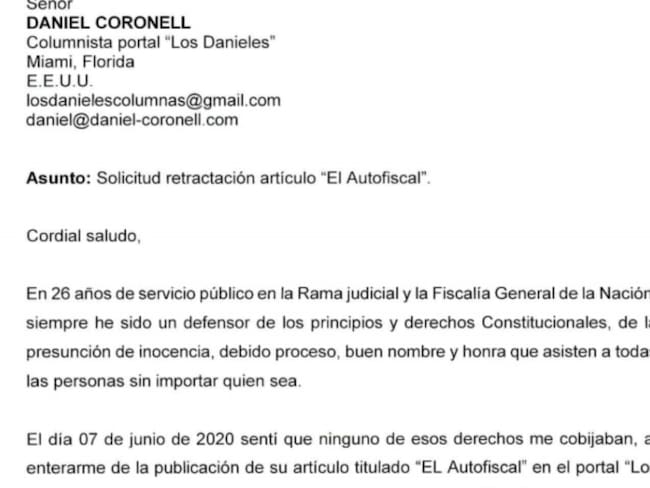 Fiscal Mariano Ospina pide a periodista Daniel Coronell que se retracte
