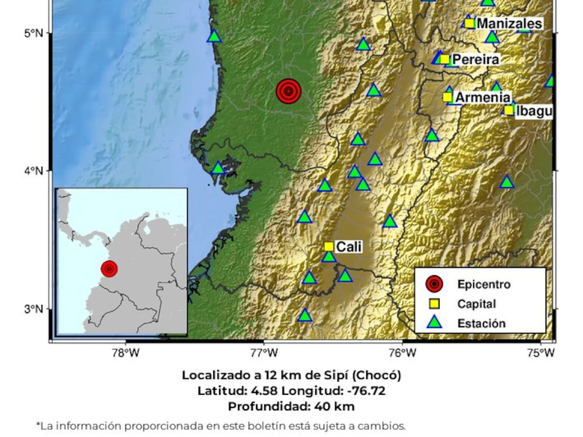 Temblores en Colombia HOY 16 de septiembre de magnitud 4.7 y 4.4: epicentro en Chocó