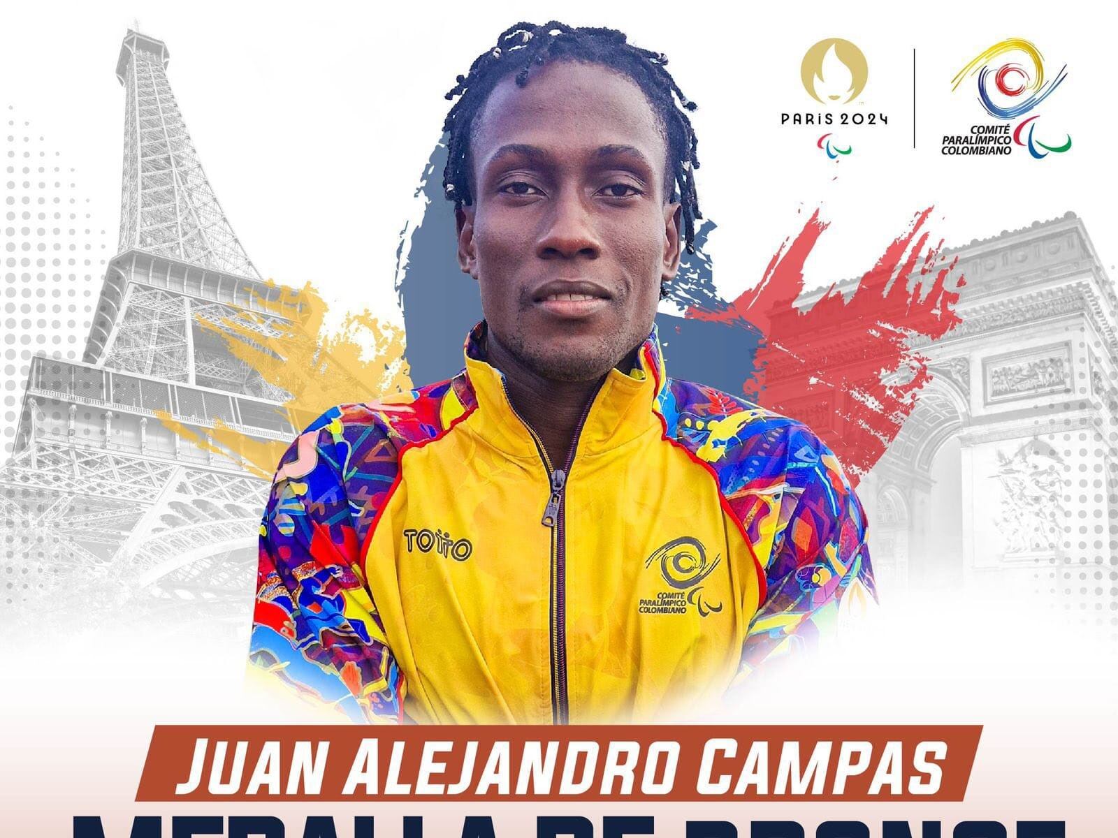 Juan Alejandro Campas, medalla de bronce en París 2024 / Twitter: @COLParalimpico.