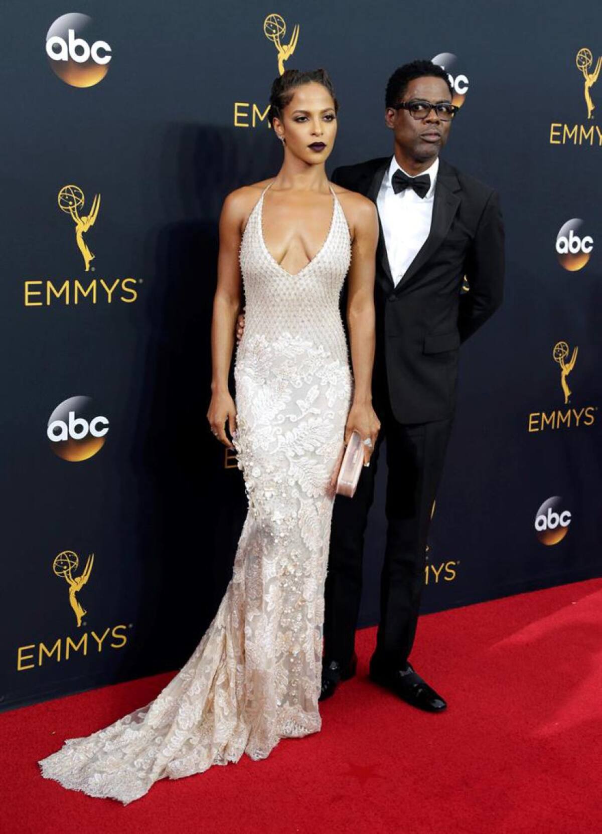 Chris Rock (R) and Megalyn Echikunwoke.