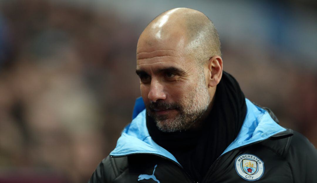 Pep Guardiola en un partido con el Manchester City