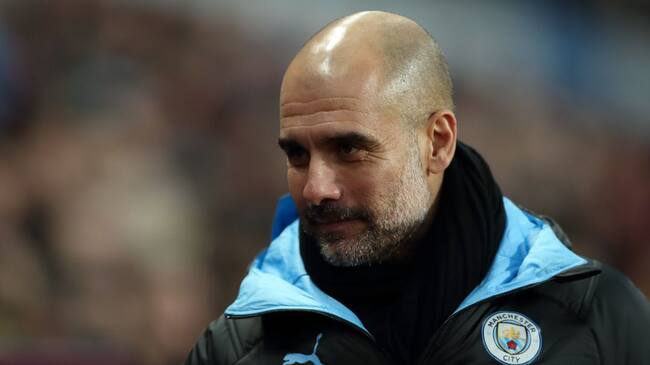 Pep Guardiola en un partido con el Manchester City