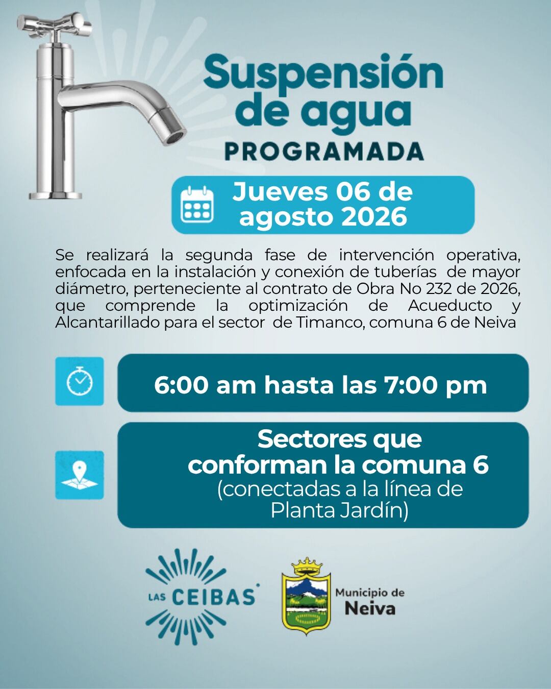 Un reservorio con capacidad de 256.000 metros cúbicos. Foto Epn Neiva.