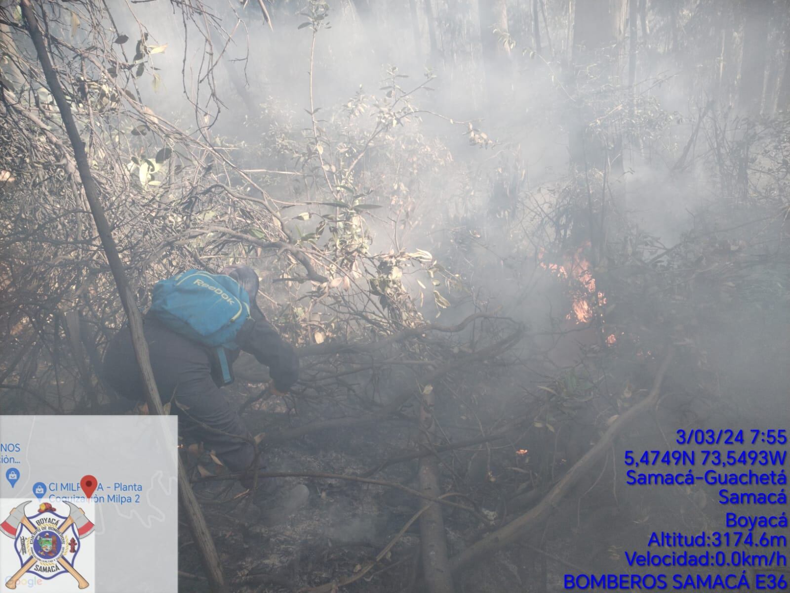 Incendio forestal en Samacá