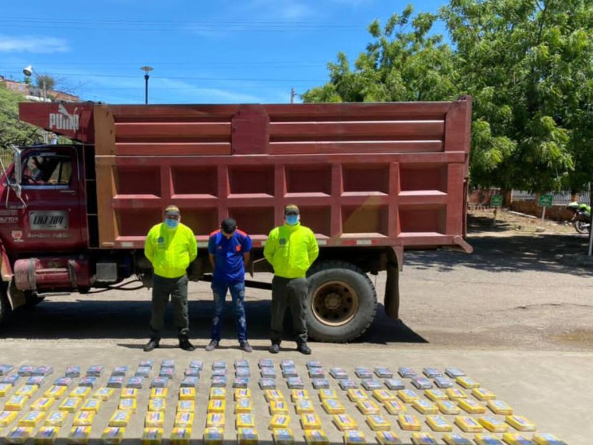 Hallan 127 kilos de cocaína en una volqueta en Norte de Santander