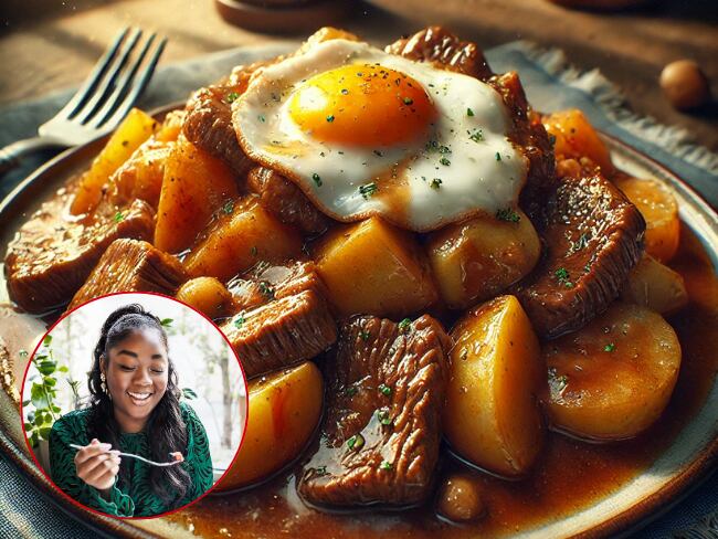 Imagen de referencia sobre carne en bistec con papas. / Imagen generada con IA Dall-E y Getty Images