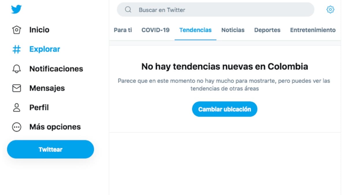 ¿Por qué no sale contenido en la sección 'tendencias' de Twitter?
