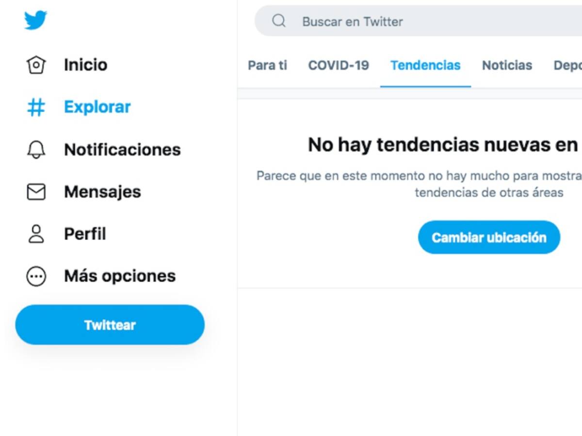 ¿Por qué no sale contenido en la sección 'tendencias' de Twitter?