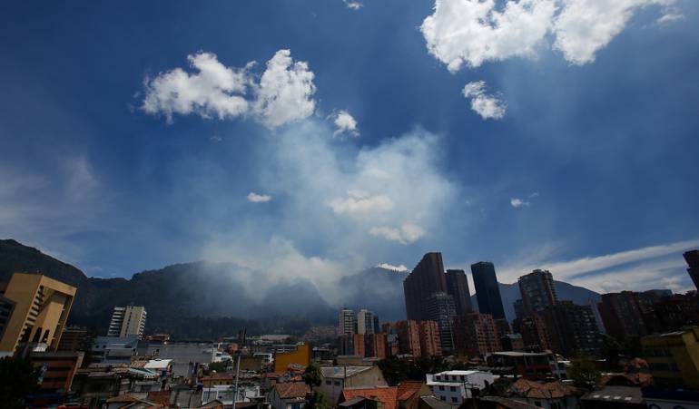 Incendio en los cerros orientales de Bogotá.