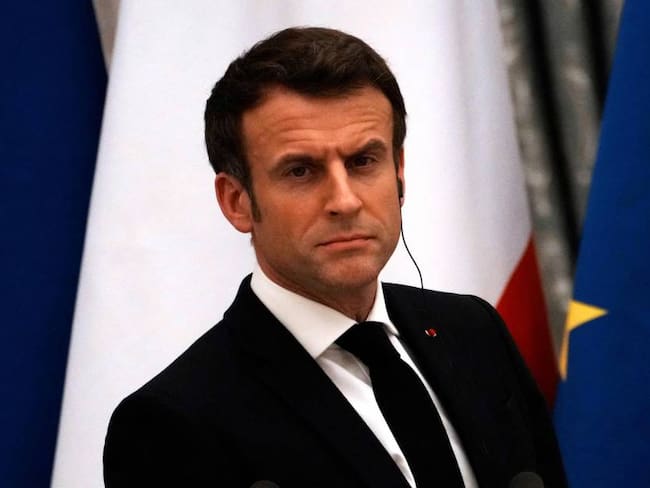 El presidente de Francia Emmanuel Macron tras las reuniones en Kiev. Foto: Getty
