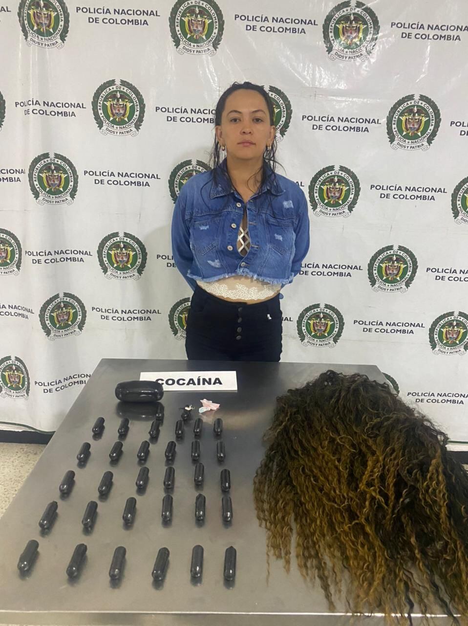 'Narco pelucas'. Cortesía: Policía Antinarcóticos.