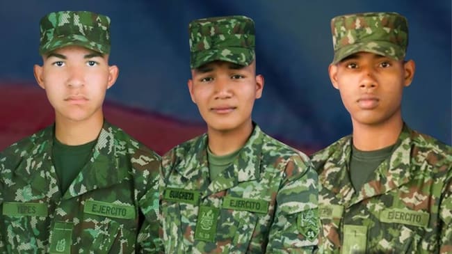 Militares secuestrados por grupos ilegales en el Cauca. Crédito: Ejército Nacional.
