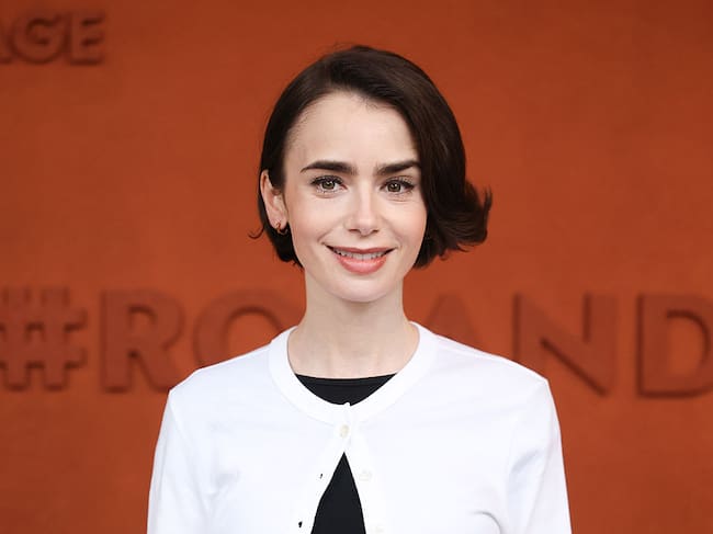 PARIS, FRANCE - JUNE 01: Lily Collins attends Day Nine of the 2026 French Open on June 01, 2026 in Paris, France. (Photo by Stephane Cardinale - Corbis/Corbis via Getty Images)