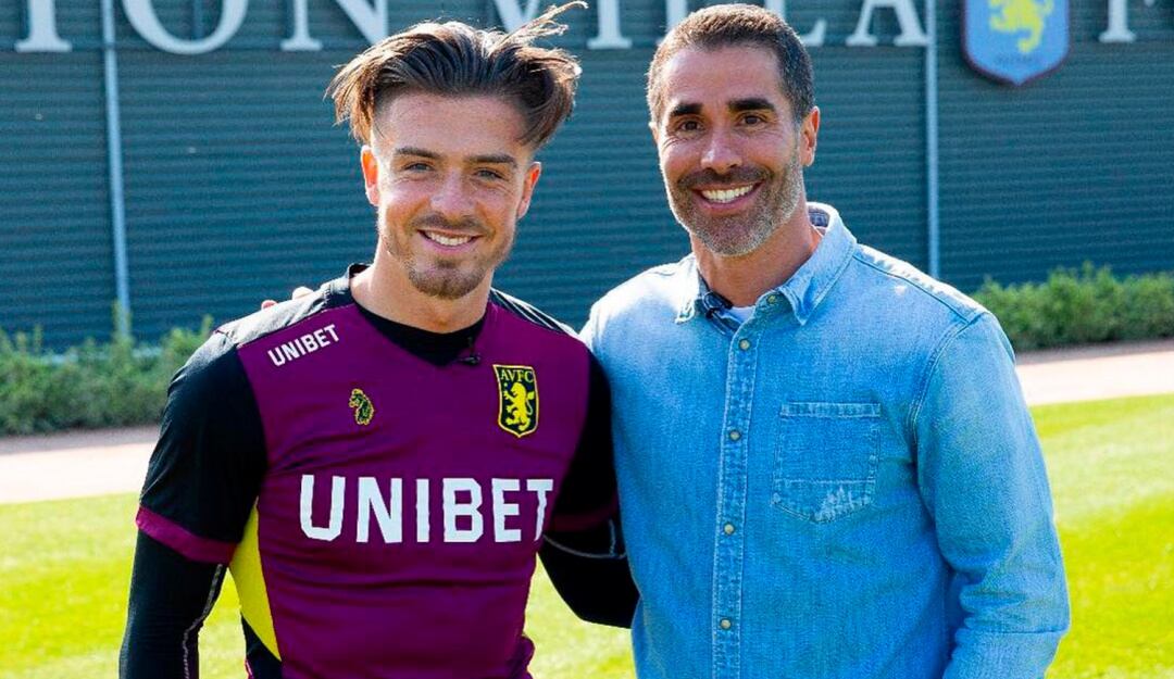 Jack Grealish y Juan Pablo Ángel en la sede del Aston Villa