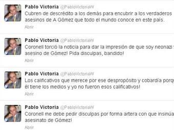 Trinos desde la cuenta del exministro Pablo Victoria.