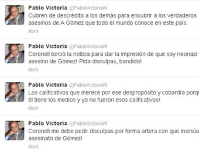 Trinos desde la cuenta del exministro Pablo Victoria.