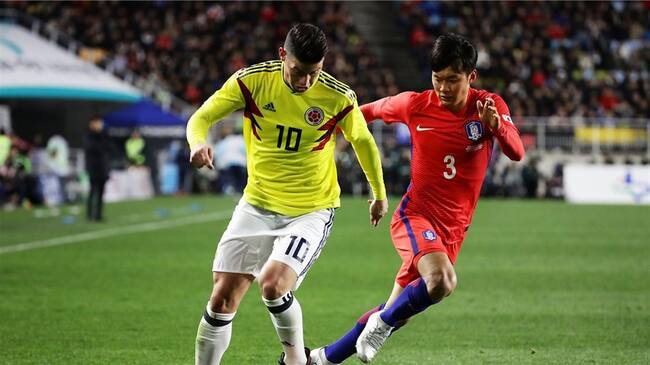Las dos anotaciones del conjunto coreano llegaron por parte del defensa Son Heung-Min, mientras que Cristian Zapata fue el encargado de anotar para la tricolor.. Foto: Getty Images