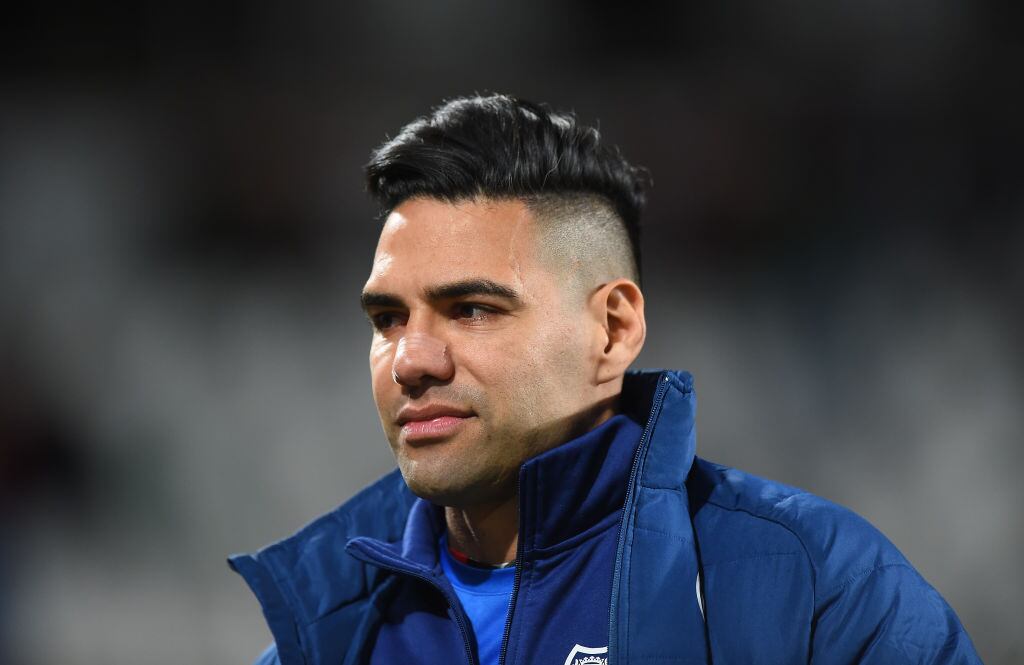 MADRID, SPAIN - FEBRUARY 06: Radamel Falcao of Rayo Vallecano looks on prior to the LaLiga Santander match between Rayo Vallecano and UD Almeria at Campo de Futbol de Vallecas on February 06, 2023 in Madrid, Spain. (Photo by Denis Doyle/Getty Images)
