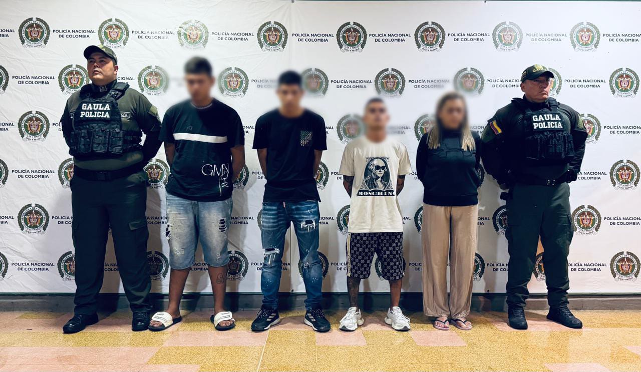 Cuatro de los cinco capturados de la banda 'Nueva Generación' del Espinal, Tolima