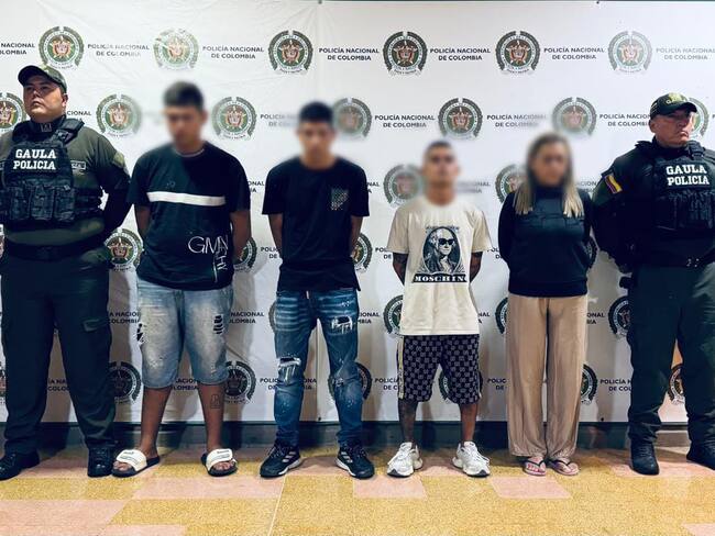 Cuatro de los cinco capturados de la banda 'Nueva Generación' del Espinal, Tolima
