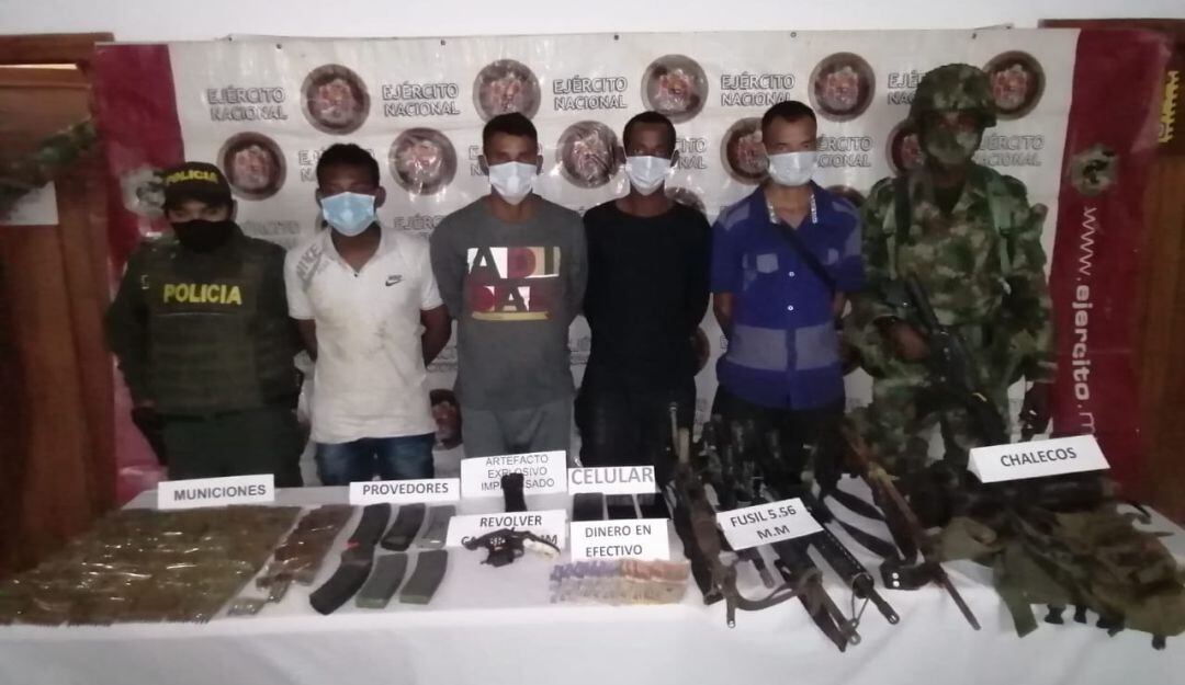 Ejército Nacional logra la captura de cuatro sujetos del Grupo Armado Organizado Clan del Golfo en San José de Uré, Córdoba.