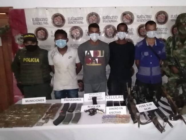 Ejército Nacional logra la captura de cuatro sujetos del Grupo Armado Organizado Clan del Golfo en San José de Uré, Córdoba.