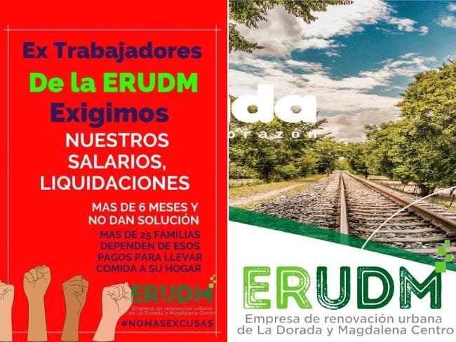 Extrabajadores de la ERUDM exigen sus pagos prontamente. Fotos: suministrada y Facebook ERUDM.