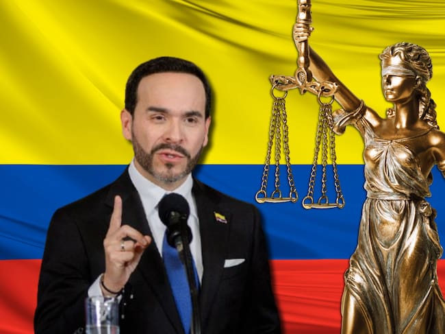 Abelardo de la Espriella e imagen de referencia de justicia Colombia. Fotos: (Photo by Sebastian Barros/NurPhoto via Getty Images) / Getty Images