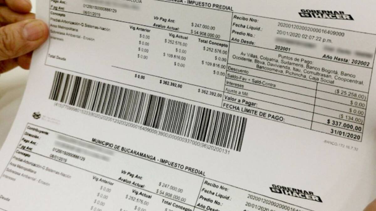 Pago del impuesto predial no tendrá modificación en Bucaramanga