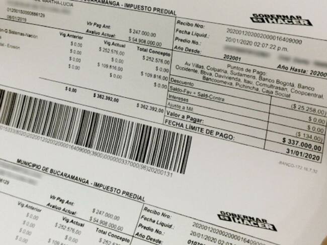 Pago del impuesto predial no tendrá modificación en Bucaramanga
