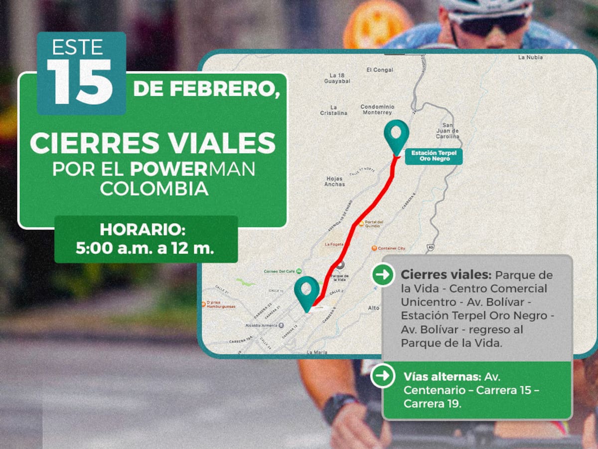 Ojo a los cierres viales este domingo 15 de febrero en la avenida Bolívar norte en Armenia