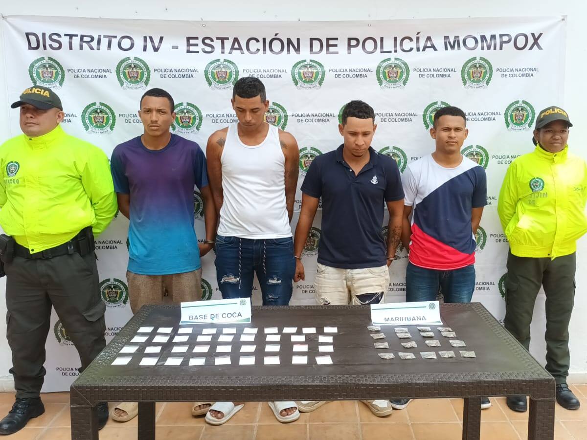Cuatro capturados por presunto expendio de drogas en Mompox